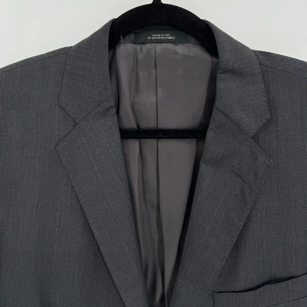 ERMENEGILDO ZEGNA Dark Gray Slim Fit Wool Silk 2 Button Blazer Jacket Size 42R